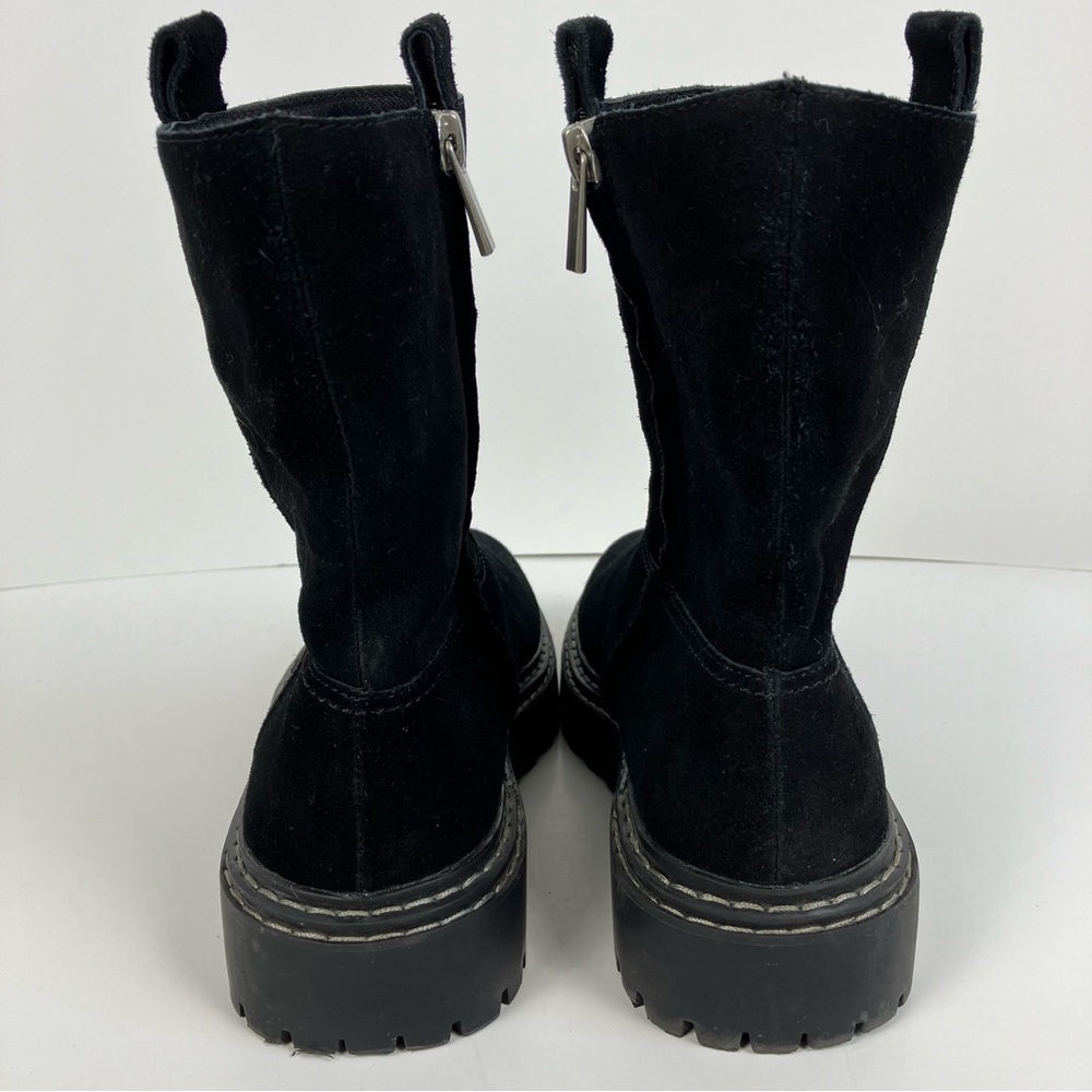 Splendid Alexxi Suede Moto Style Lug Sole Boots Black Zip Closure Sz 8.5 - Picture 8 of 16